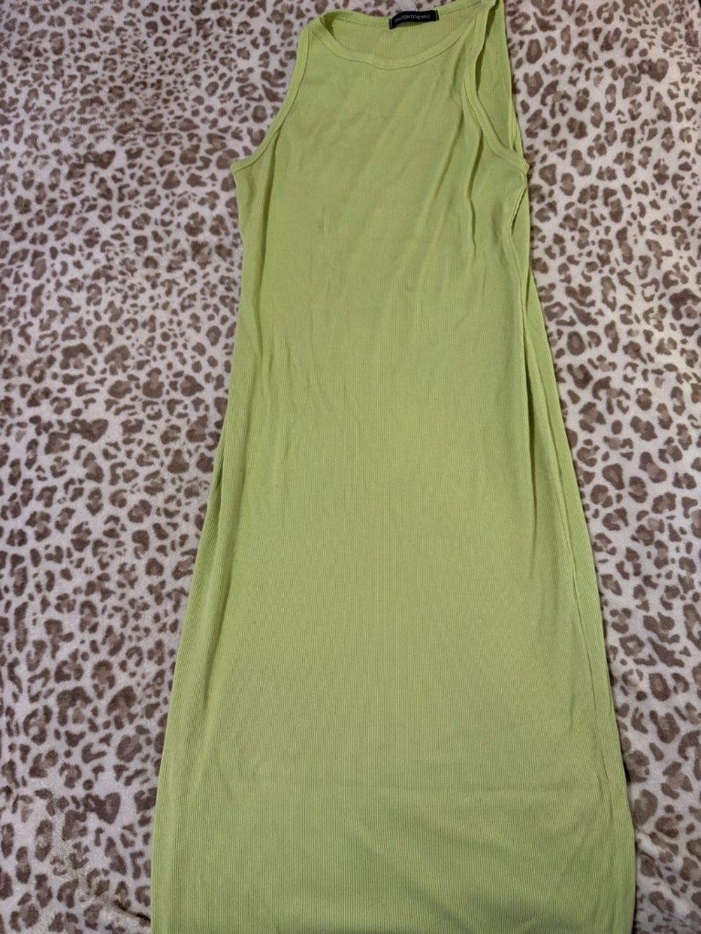 Caution To The Wind Sleeveless Lime Green Ribbed Midi Dress